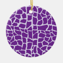 Purple giraffe pattern mosaic christmas ornament