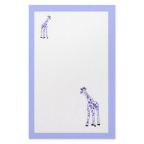 purple giraffes custom stationery