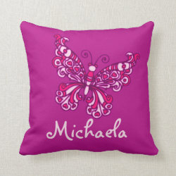 Purple girls 8 letter name butterfly pillow