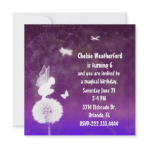Purple Girl's Fairy Birthday Party Invitation