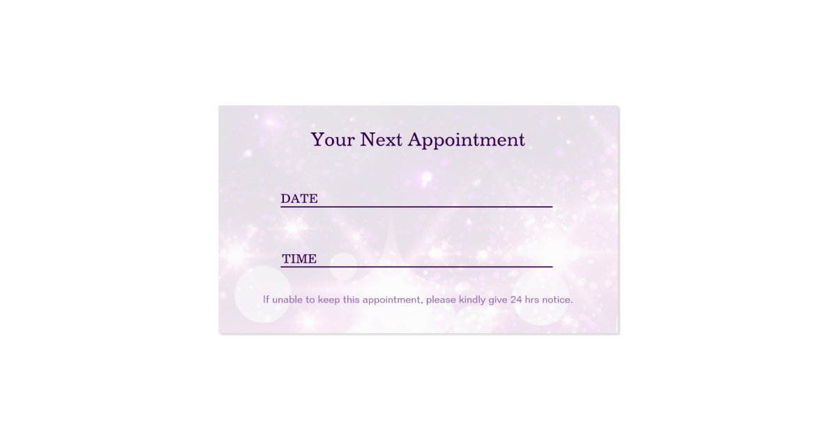Purple Glamour NAIL TECHNICIAN Appointment Card Zazzle