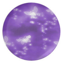 Purple , Glitter and  White Butterflies Plates