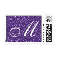 Purple Glitter  Custom Monogram Stamp