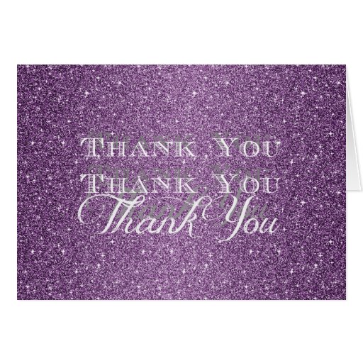 Purple Glitter Glitz Sparkle Thank You Card | Zazzle