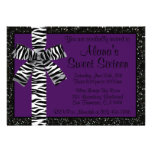Purple Glitter Invite With Zebra Print Bow