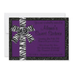 Purple Glitter Invite With Zebra Print Bow