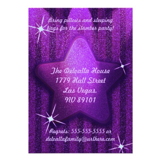 Purple Glitter-Like Birthday Party Invitations