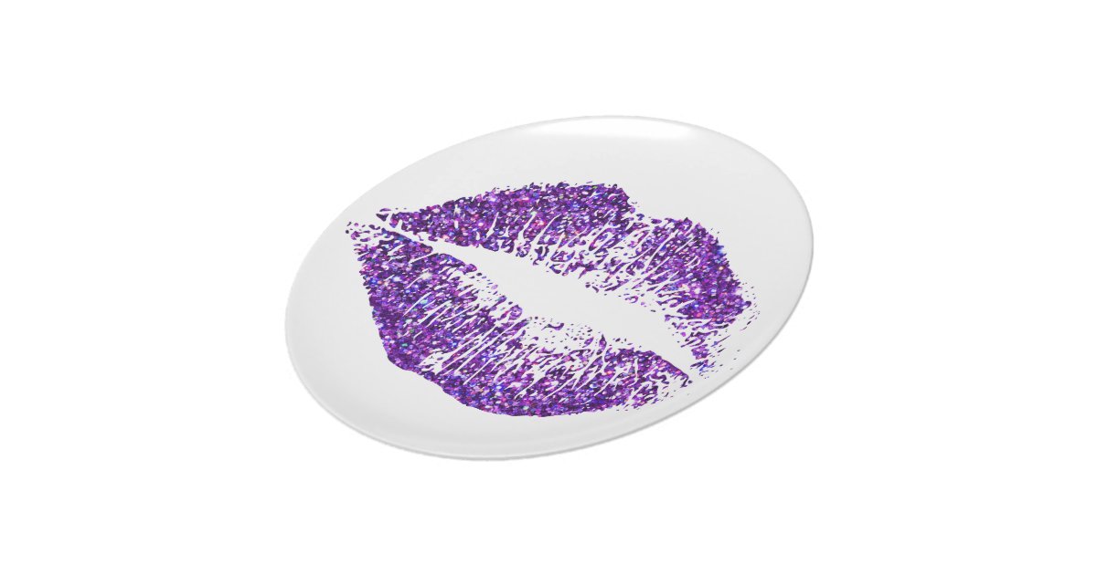 Purple Glitter Lips 2 Dinner Plate Zazzle