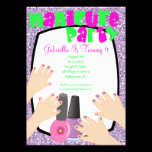 Purple Glitter Manicure Spa Birthday Party invitations