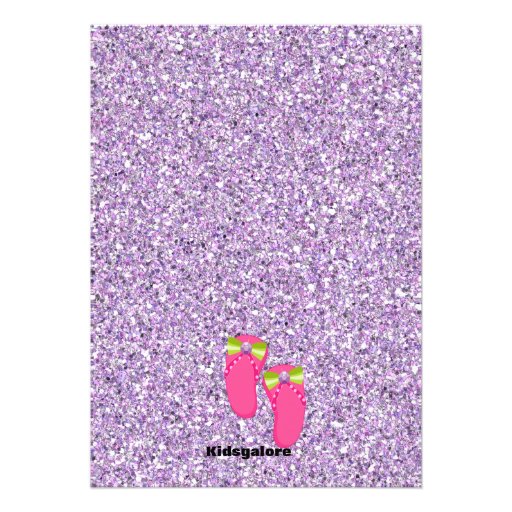 Purple Glitter Manicure Spa Birthday Party Announcements