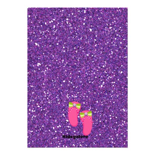 Purple Glitter Manicure Spa Birthday Party Announcements