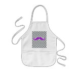 PURPLE GLITTER MUSTACHE POLKA DOTS APRON