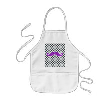 PURPLE GLITTER MUSTACHE POLKA DOTS APRON