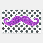 PURPLE GLITTER MUSTACHE POLKA DOTS STICKER