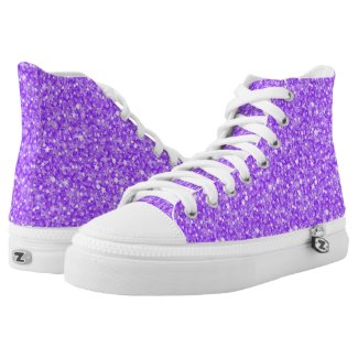 Purple Glitter Pattern Printed Shoes