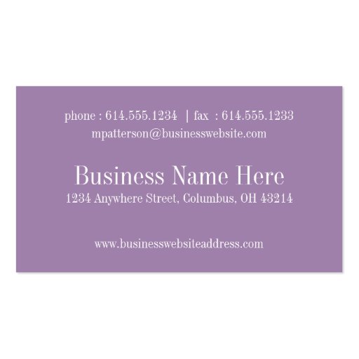 Purple Glitter Professional Business Cards (back side)