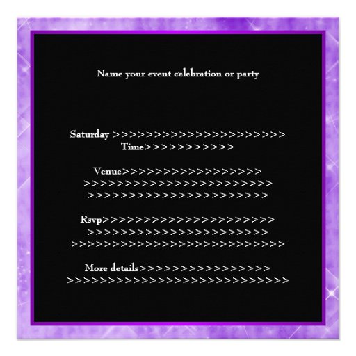 Purple Glitter Silver Lights Black 30th Birthday Personalized Invites