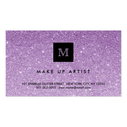 Purple Glitter Sparkles Modern Chic Profile Card Business Cards (front side)