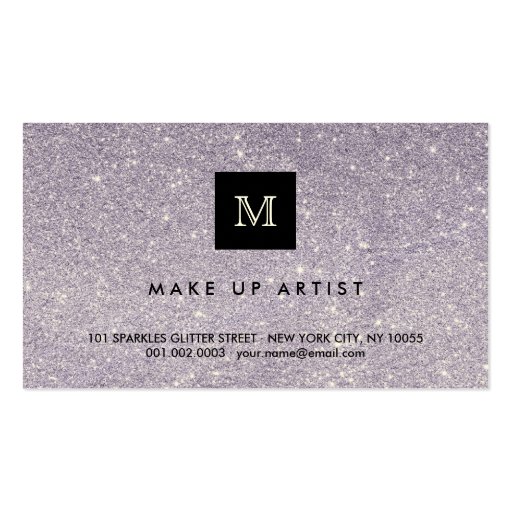 Purple Glitter Sparkles Modern Chic Profile Card Business Cards (front side)