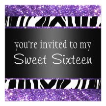 Purple Glitter Sweet Sixteen Invitation