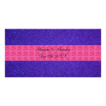 Purple glitter wedding favors picture card