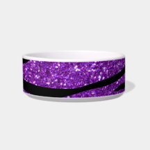 Purple glitter zebra stripes pet bowl