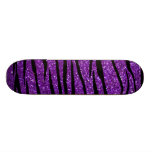 Purple glitter zebra stripes skate board deck