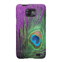 Purple Glittery Peacock Feather Still Life Samsung Galaxy Covers