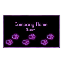 Purple glowing pet paws business card business cards