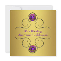 Purple Gold 50th Wedding Anniversary Party Custom Invite