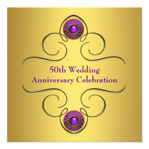 Purple Gold 50th Wedding Anniversary Party Custom Invite