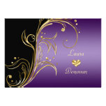 Purple Gold Black Floral Swirls Reception Only invitations