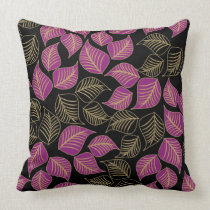 Purple gold broad leaves pattern on black
