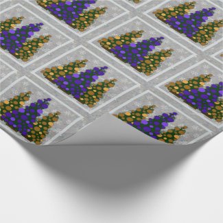 Purple & Gold Christmas Tree Wrapping Paper