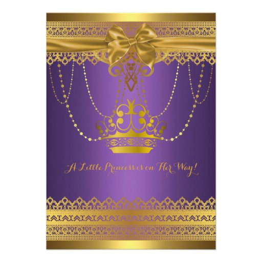 Purple & Gold Crown Baby Shower Invitation