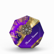 Purple & gold damask award