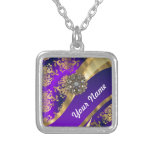 Purple & gold damask pendants