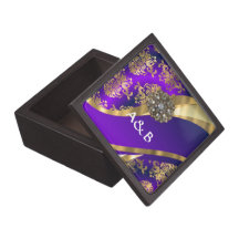 Purple & gold damask premium keepsake box
