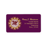 Purple Gold Decor Wheel Monogram Address Label