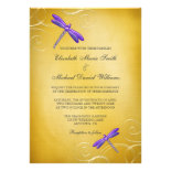 Purple Gold Dragonfly Swirls Wedding Custom Invitation