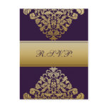 purple gold elegance RSVP cards Post Card