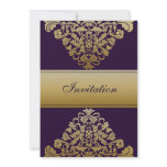 purple gold elegance wedding invitation