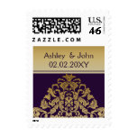 purple gold elegant wedding stamps