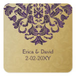 purple gold envelope seal square stickers