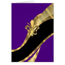 Purple & gold fleur de lys greeting card