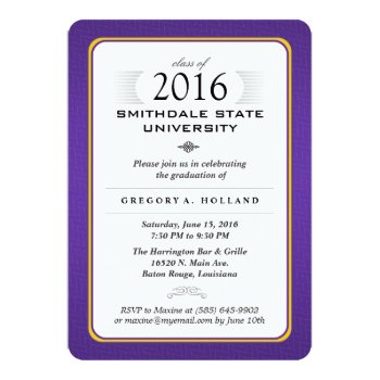 Purple & Gold Formal Graduation Party Invite by juliea2010 at Zazzle