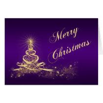 Purple, Gold Lighted Tree Corporate Christmas Card