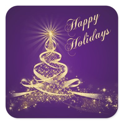 Happy Holidays Lighted Sign on And Festive Purple And Gold Lighted Holiday Tree Happy Holidays