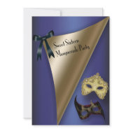 Purple Gold Masks Sweet Sixteen Masquerade invitation