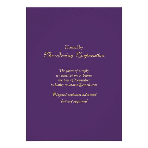 Purple Gold Masquerade Ball Mardi Gras Party Personalized Invites